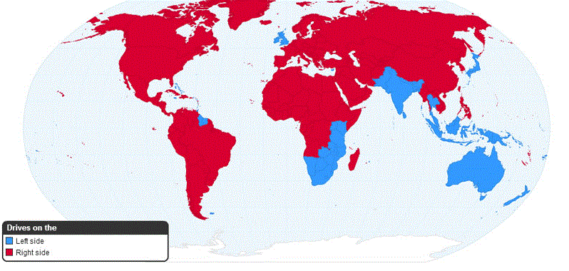 Driving orientation by country