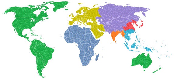 World divided into 7 Regions each with 1 billion people