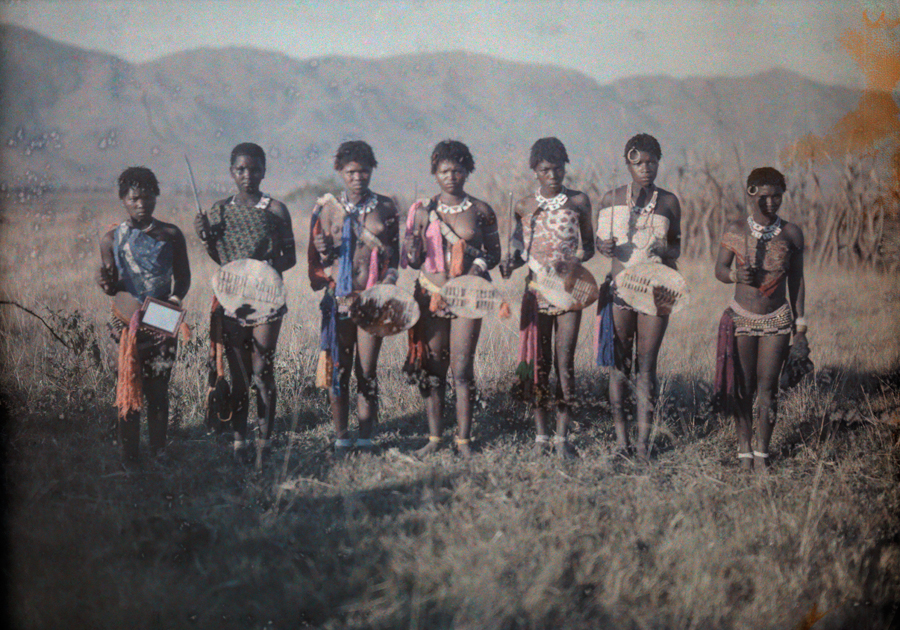 A group of dancing Swazi maidens in Swaziland, South Africa, October 1930