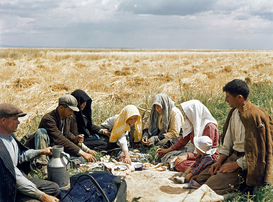 A group picnics on a field in Thessaloniki, Greece that was once a malaria-ridden swamp, 1940