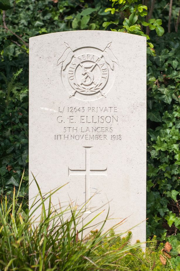 The grave of Private George Ellison, the lasst British soldier t be killed during WW1