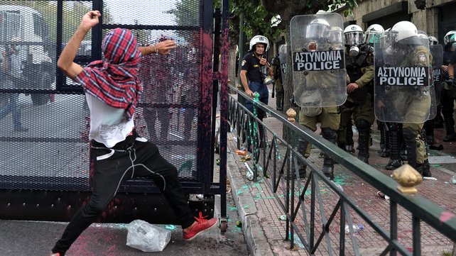 Greeks protesting