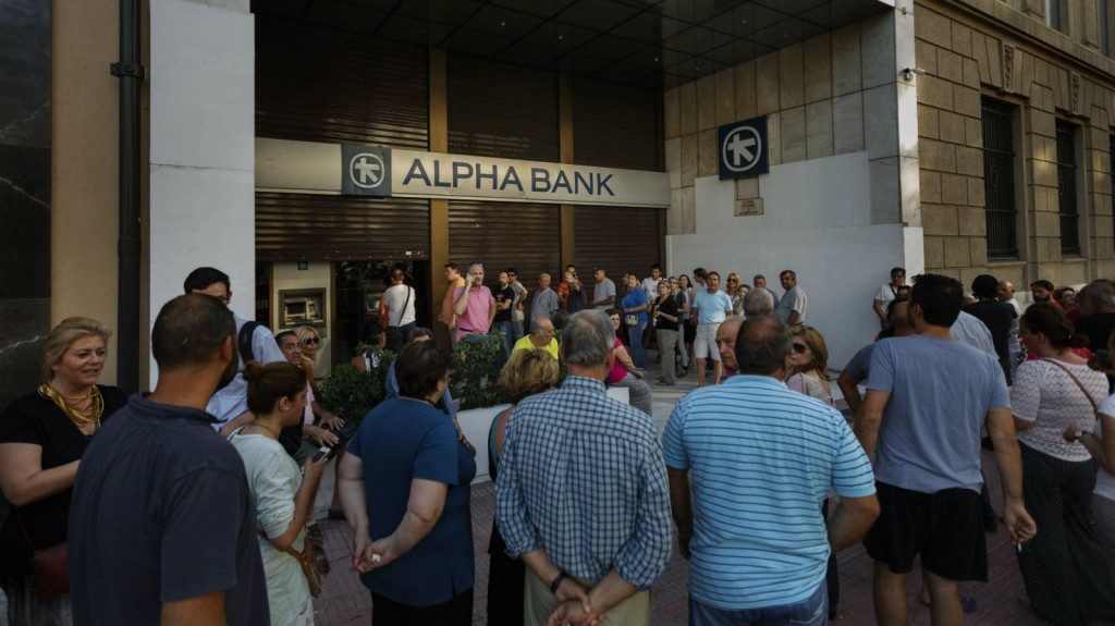 Queues outside Greek ATMs