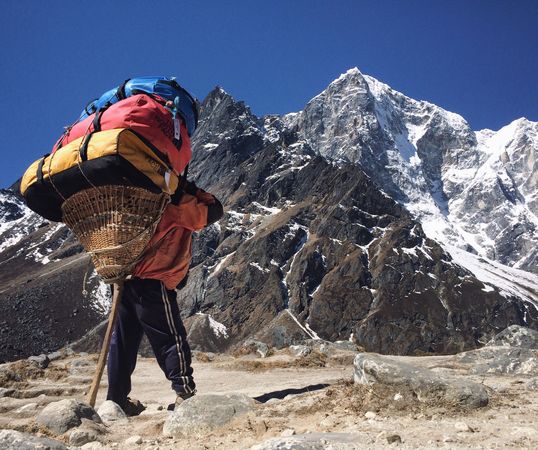 A Sherpa carrying a 90kg pack