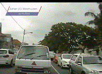 Taxi forced to reverse all the way back