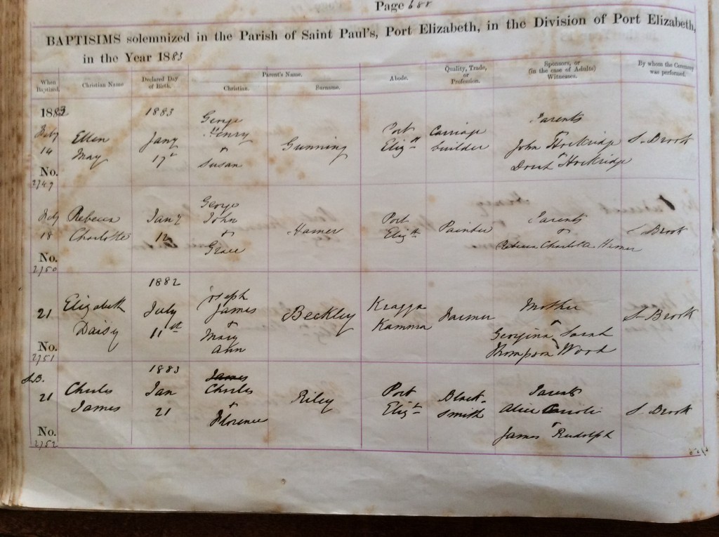 Elizabeth Daisy - Baptismal Record