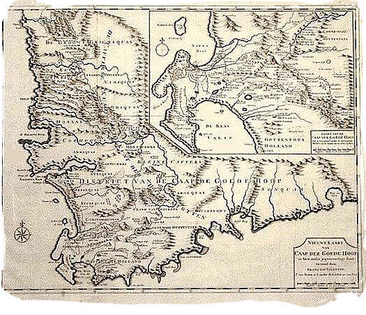 17th century map of the Cape of Good Hope