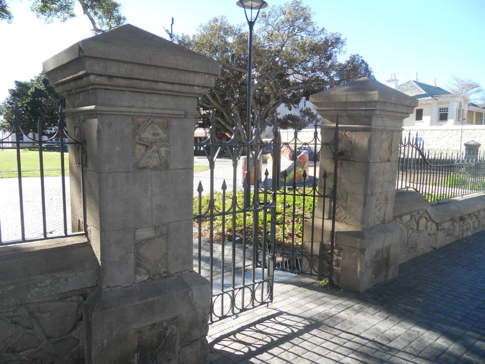 One of the four gated entrances to the square