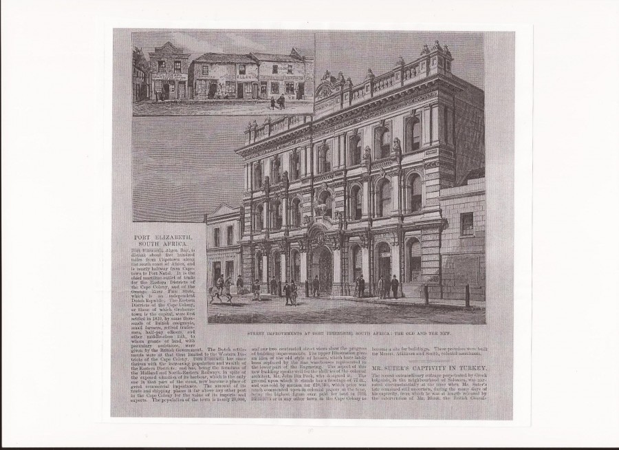 The Standard Bank Building, Port Elizabeth, Cape Colony designed in 1874 by George Dix Peek (Article in the Illustrated London News)