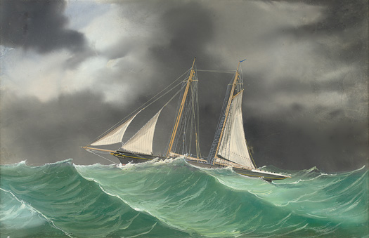 Schooner in a storm